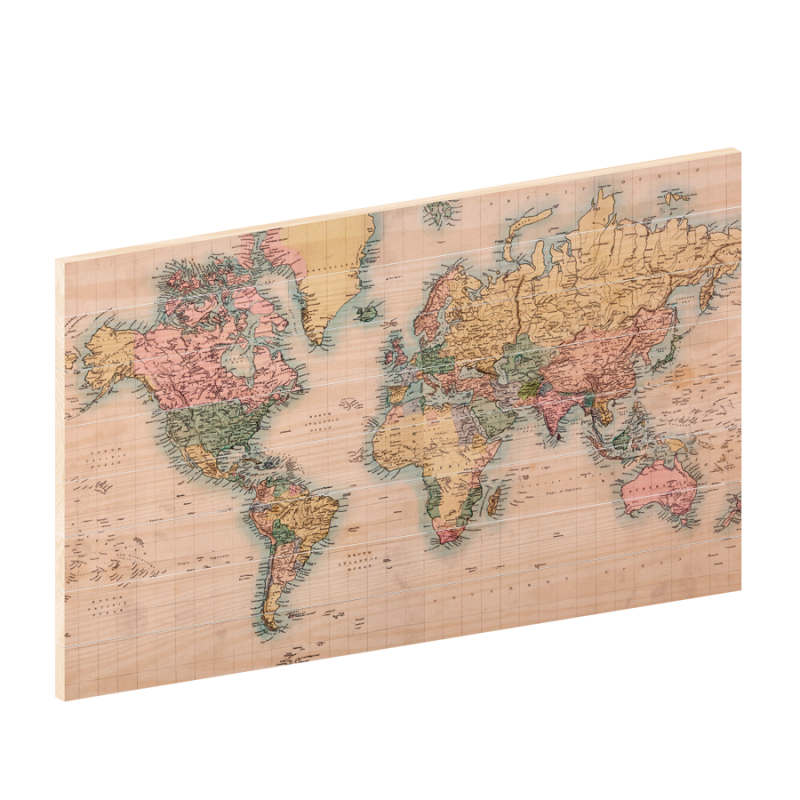 Wereldkaart Antiek | Woodprint.nl