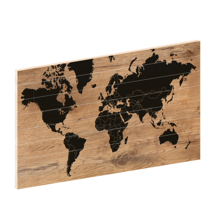 Houten wereldkaart black