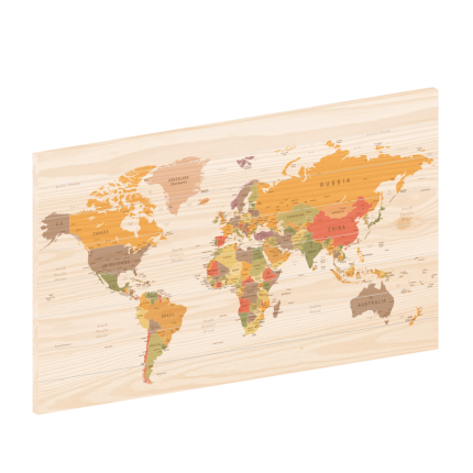 Houten wereldkaart Bright