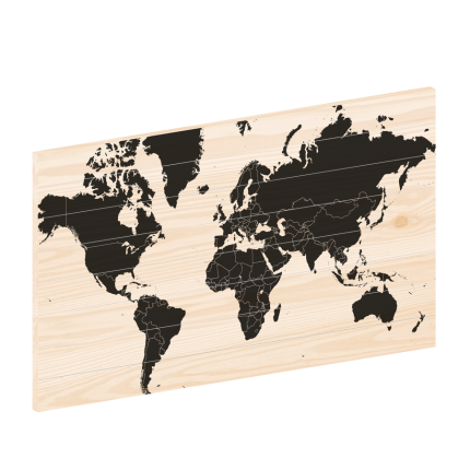 Wereldkaart Contrast woodprint