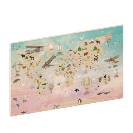 Wereldkaart Cute woodprint