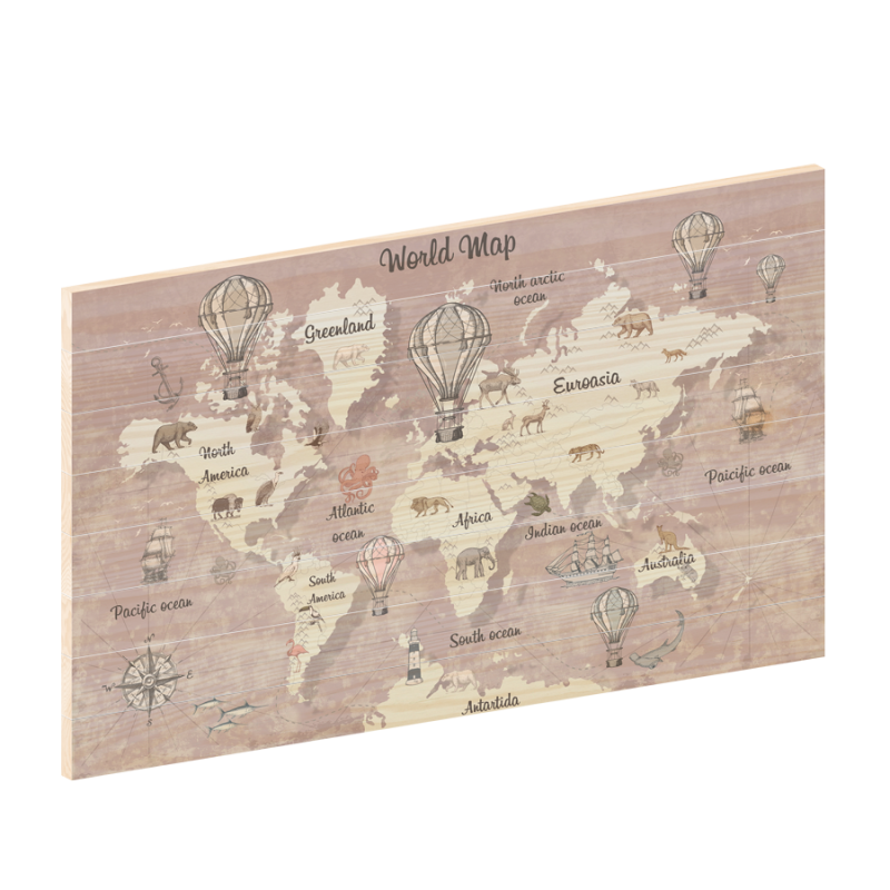 Houten Wereldkaart Girls woodprint