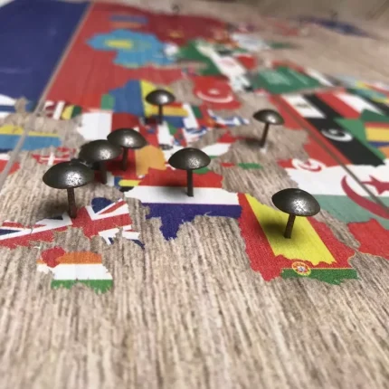 Houten Wereldkaart Flags woodprint