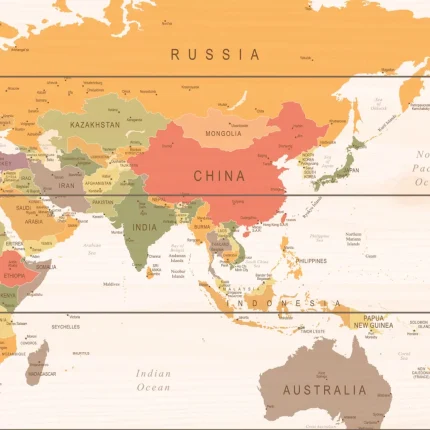 Houten wereldkaart Bright