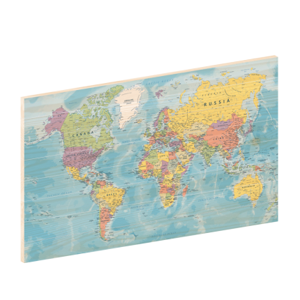 Houten wereldkaart Atlas