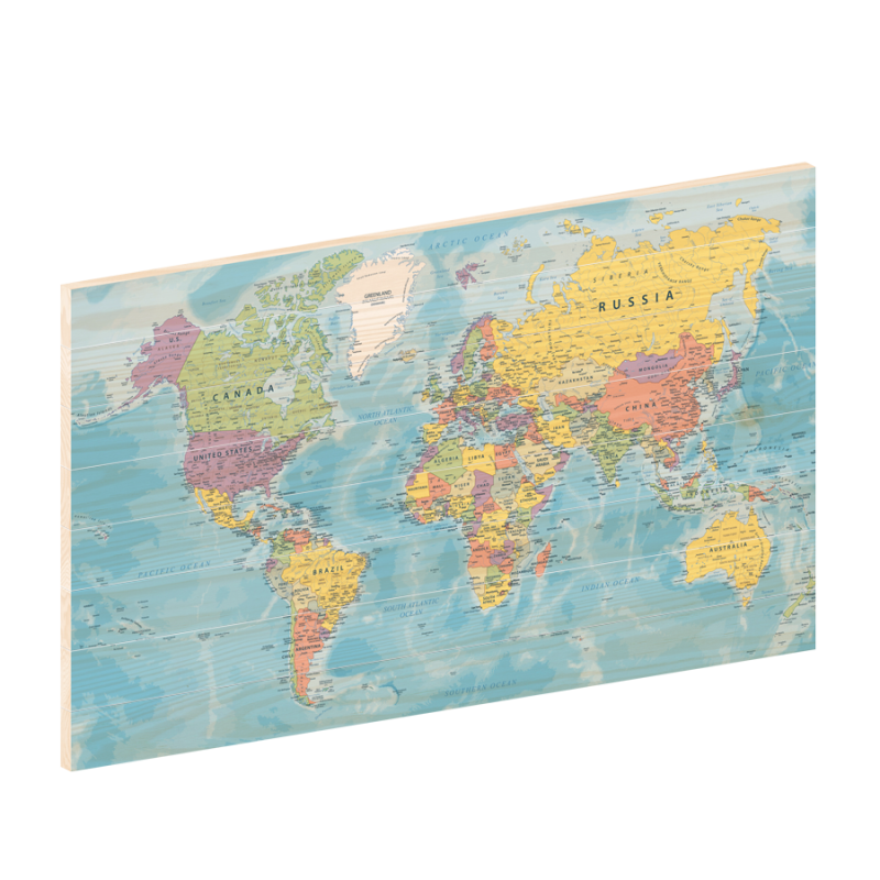 Houten wereldkaart Atlas