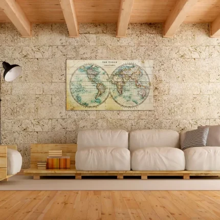 Houten Wereldkaart Klassiek sfeerimpressie