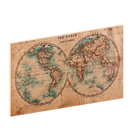 Wereldkaart Klassiek | Houten wereldkaart | wereldkaart op hout | woodprint.nl