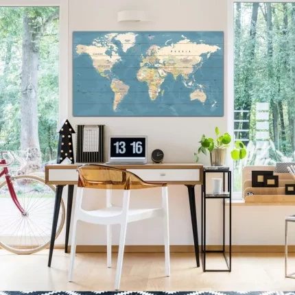 wereldkaart sea - houten wereldkaart - woodprint.nl