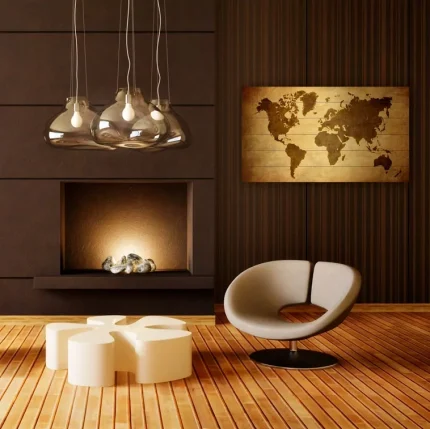 Wereldkaart Vintage - houten wereldkaart - wereldkaart op hout - houtprint