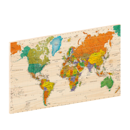 Wereldkaart Modern | Houten wereldkaart | wereldkaart op hout | woodprint.nl