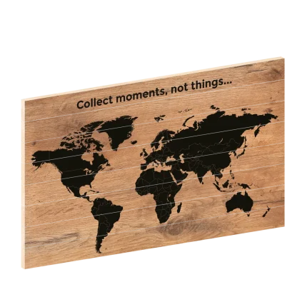 Wereldkaart Modern Zwart-Wit | Houten wereldkaart | wereldkaart op hout | woodprint.nl