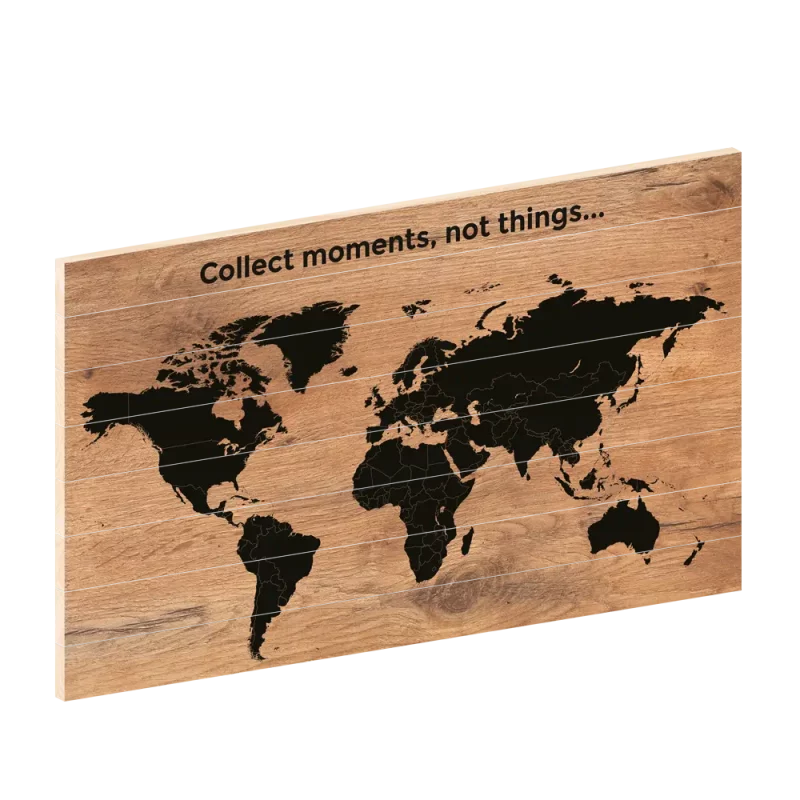 Wereldkaart Modern Zwart-Wit | Houten wereldkaart | wereldkaart op hout | woodprint.nl